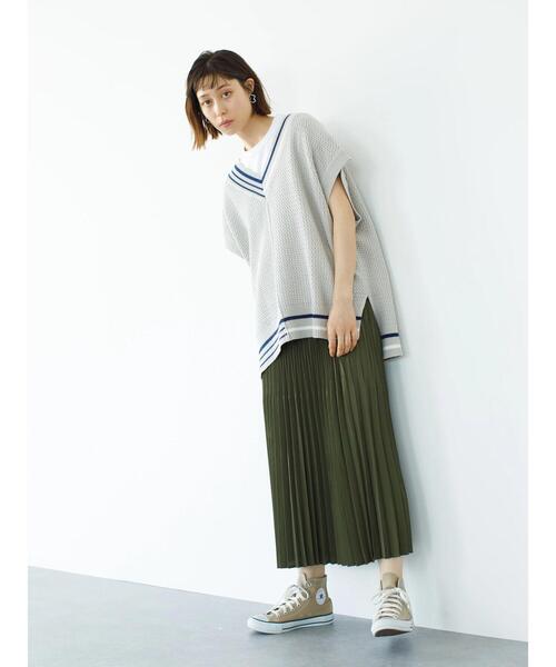 koe（コエ）の「ＶネックＢＩＧニットベスト＊（ベスト・レディース・ベージュ/ホワイト・M-L/S-M）」の12枚目の写真