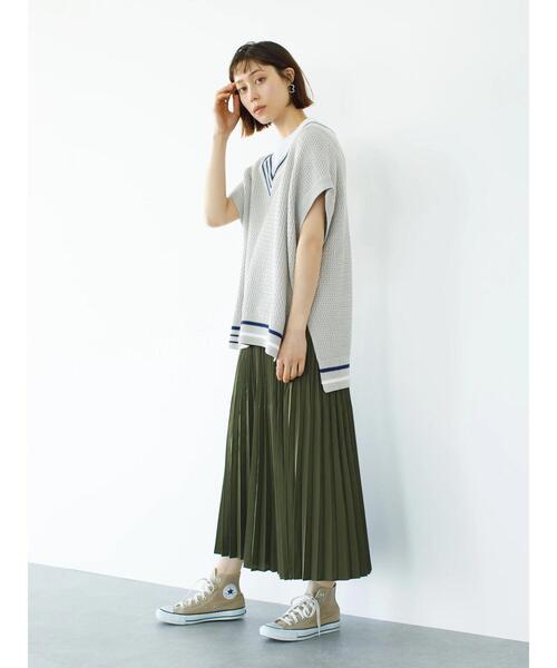 koe（コエ）の「ＶネックＢＩＧニットベスト＊（ベスト・レディース・ベージュ/ホワイト・M-L/S-M）」の10枚目の写真