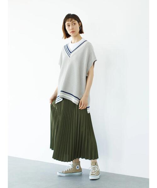 koe（コエ）の「ＶネックＢＩＧニットベスト＊（ベスト・レディース・ベージュ/ホワイト・M-L/S-M）」の8枚目の写真