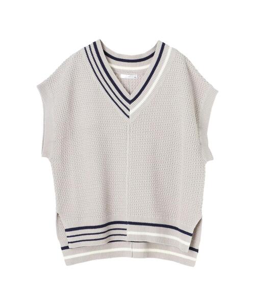 koe（コエ）の「ＶネックＢＩＧニットベスト＊（ベスト・レディース・ベージュ/ホワイト・M-L/S-M）」の6枚目の写真