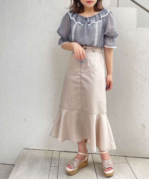 MAJESTIC LEGON（マジェスティックレゴン）の「ガーリーパターンフリルブラウス（シャツ/ブラウス・レディース・ブラック系その他/イエロー系その他/ホワイト系その他2/ブルー系その他2・SMALL/MEDIUM）」の11枚目の写真