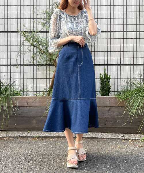 MAJESTIC LEGON（マジェスティックレゴン）の「ガーリーパターンフリルブラウス（シャツ/ブラウス・レディース・ブラック系その他/イエロー系その他/ホワイト系その他2/ブルー系その他2・SMALL/MEDIUM）」の5枚目の写真