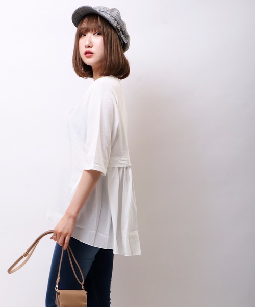 FUNALIVE(ファンアライブ)の「【Cest Tout】無地×刺繍半袖Tシャツ(Tシャツ/カットソー・レディース・ブラック/オフホワイト/モカ・FREE)」の18枚目の写真