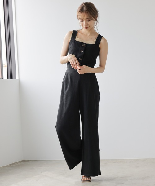 mysty woman（ミスティウーマン）の「ビスチェワイドパンツセット 949037（サロペット/オーバーオール・レディース・グリーン/モカ/ベージュ系その他/オレンジ/ブラック・FREE）」の2枚目の写真