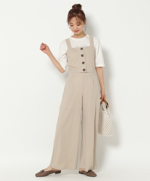 mysty woman（ミスティウーマン）の「ビスチェワイドパンツセット 949037（サロペット/オーバーオール・レディース・グリーン/モカ/ベージュ系その他/オレンジ/ブラック・FREE）」の17枚目の写真