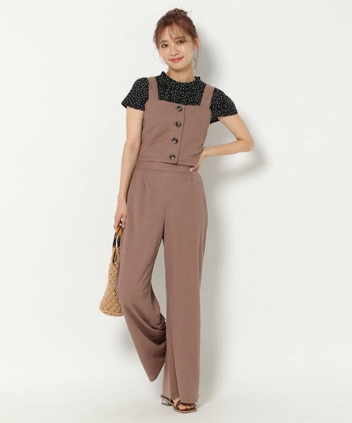 mysty woman（ミスティウーマン）の「ビスチェワイドパンツセット 949037（サロペット/オーバーオール・レディース・グリーン/モカ/ベージュ系その他/オレンジ/ブラック・FREE）」の21枚目の写真