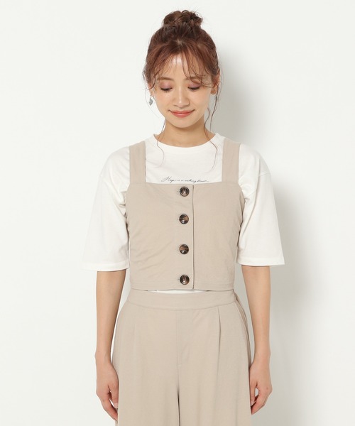 mysty woman（ミスティウーマン）の「ビスチェワイドパンツセット 949037（サロペット/オーバーオール・レディース・グリーン/モカ/ベージュ系その他/オレンジ/ブラック・FREE）」の11枚目の写真