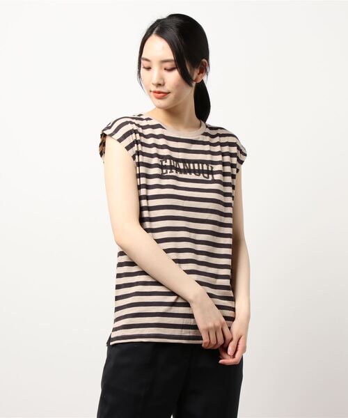 Samansa Mos2（サマンサ モスモス）の「ロゴプリント柄アソートノースリーブ（Tシャツ/カットソー・レディース・オフホワイト/ベージュ/ブラウン/ブラック・ﾌﾘ-）」の8枚目の写真