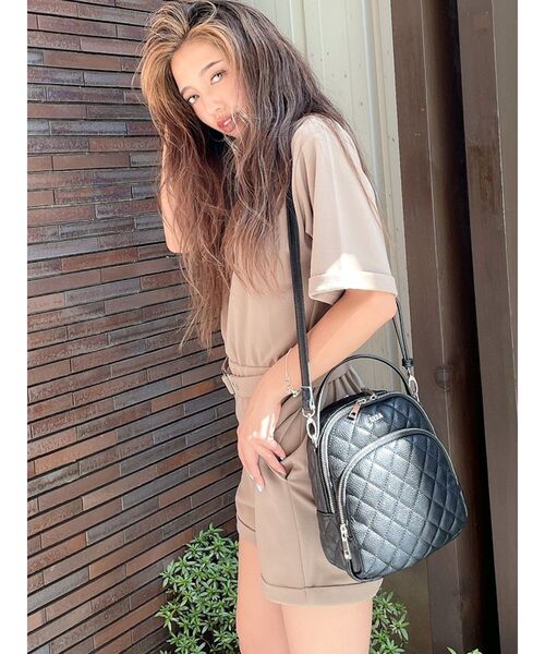 GYDA(ジェイダ)の「ベルト付キハーフスリーブカットロンパース(サロペット/オーバーオール・レディース・ブラック/ベージュ・FREE)」の15枚目の写真