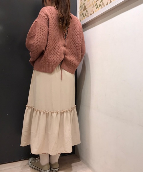 SLURR(スラ―)の「レースUP 2wayニット(ニット/セーター・レディース・オフホワイト/ピンク/ミント/チョコ・FREE)」の12枚目の写真