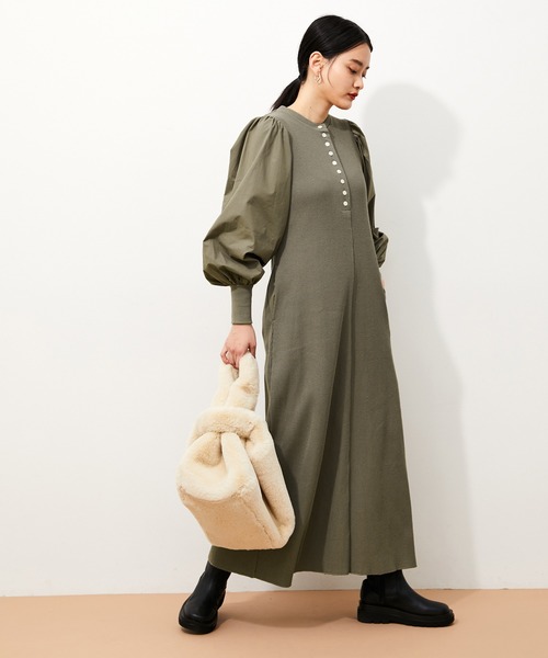 中古 激安買取 Web限定 ボタンディテールロングスリーブワンピース ワンピース Adam Et Rope アダムエロペ のファッション 新作セール New Ssplawfirm Id