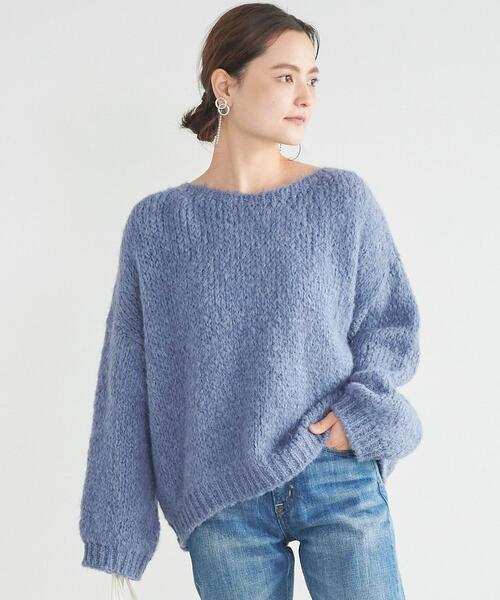 TRICOTS JEAN MARC（トリコットジーンマルク）の「＜TRICOTS JEAN MARC＞ クルーネック ブークレ プルオーバー ニット（ニット/セーター・レディース・ライトグレー/ピンク/コバルトブルー・FREE）」の2枚目の写真