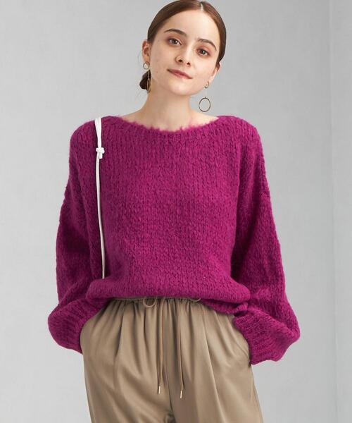 TRICOTS JEAN MARC（トリコットジーンマルク）の「＜TRICOTS JEAN MARC＞ クルーネック ブークレ プルオーバー ニット（ニット/セーター・レディース・ライトグレー/ピンク/コバルトブルー・FREE）」の3枚目の写真