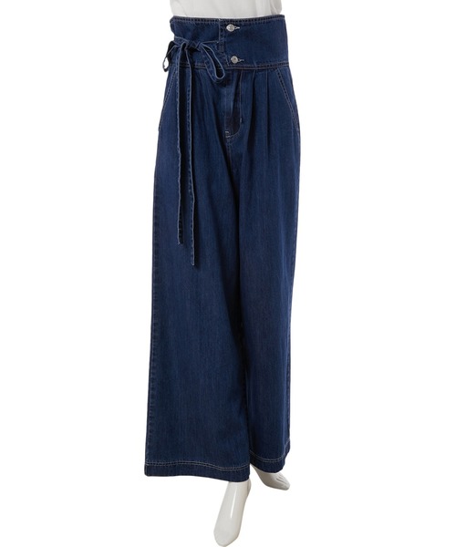 fifth calin（フィフスカラン）の「ウエストリボンハイウエストデニム（デニムパンツ・レディース・ブルー・SMALL/MEDIUM/LARGE）」の3枚目の写真