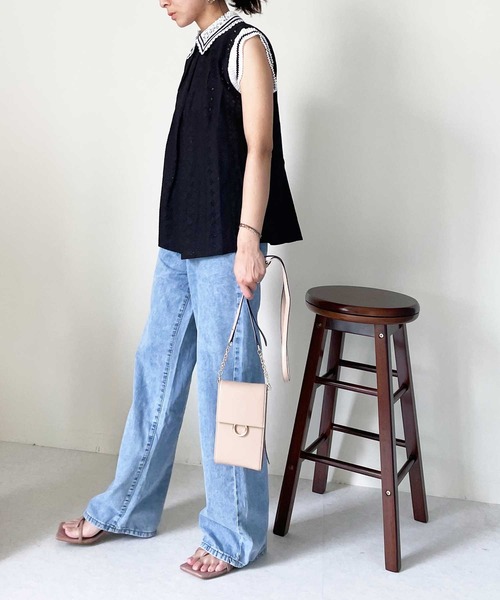Luxe brille(リュクスブリエ)の「ショルダープリーツノースリプルオーバーブラウス(シャツ/ブラウス・レディース・ブラック/オフホワイト・FREE)」の5枚目の写真