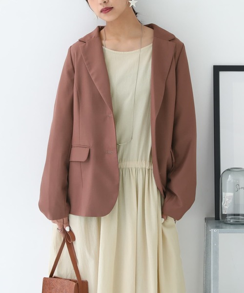 n'OrLABEL（ノアールレーベル）の「『バックプリーツジャケット』（テーラードジャケット・レディース・ピンク/ベージュ/ブラック・2/1）」の11枚目の写真