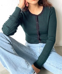 マルチボーダーニットカーディガン