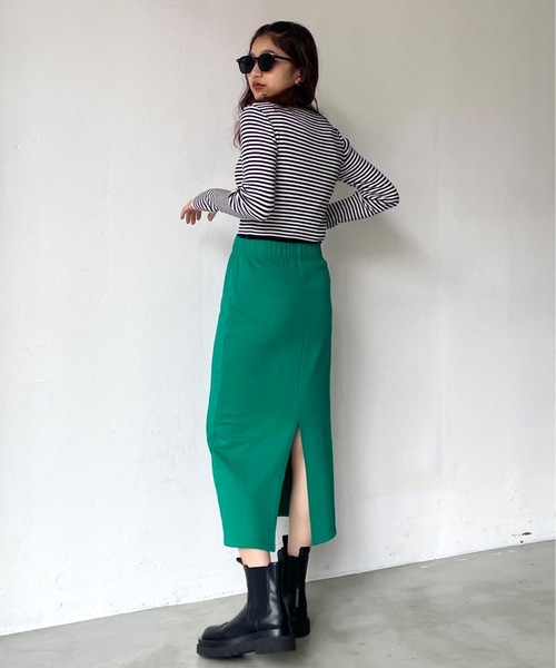 SHAGGIE（シャギー）の「マルチボーダーニットカーディガン（カーディガン/ボレロ・レディース・ブラック/グリーン/マスタード・FREE）」の14枚目の写真