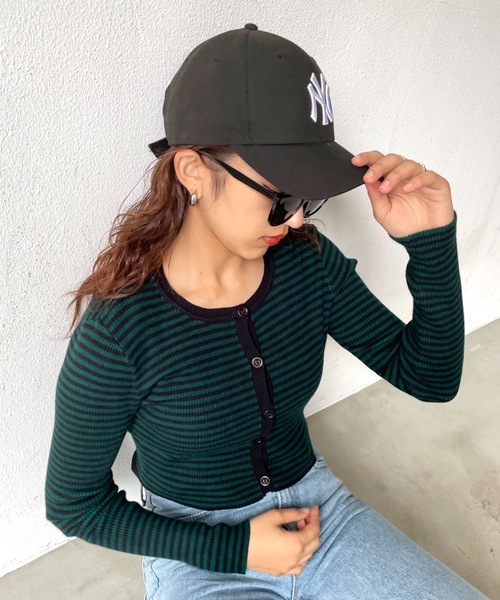 SHAGGIE（シャギー）の「マルチボーダーニットカーディガン（カーディガン/ボレロ・レディース・ブラック/グリーン/マスタード・FREE）」の22枚目の写真