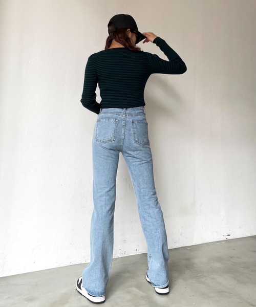 SHAGGIE（シャギー）の「マルチボーダーニットカーディガン（カーディガン/ボレロ・レディース・ブラック/グリーン/マスタード・FREE）」の12枚目の写真