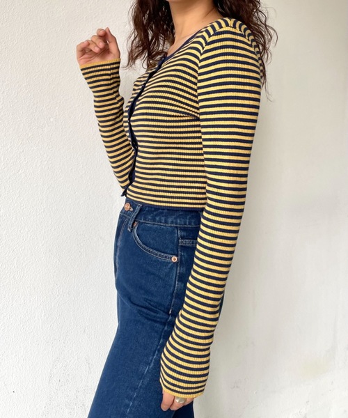 SHAGGIE（シャギー）の「マルチボーダーニットカーディガン（カーディガン/ボレロ・レディース・ブラック/グリーン/マスタード・FREE）」の21枚目の写真