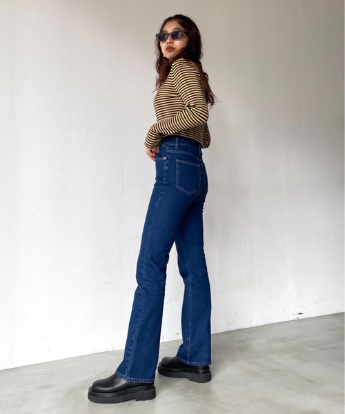 SHAGGIE（シャギー）の「マルチボーダーニットカーディガン（カーディガン/ボレロ・レディース・ブラック/グリーン/マスタード・FREE）」の4枚目の写真