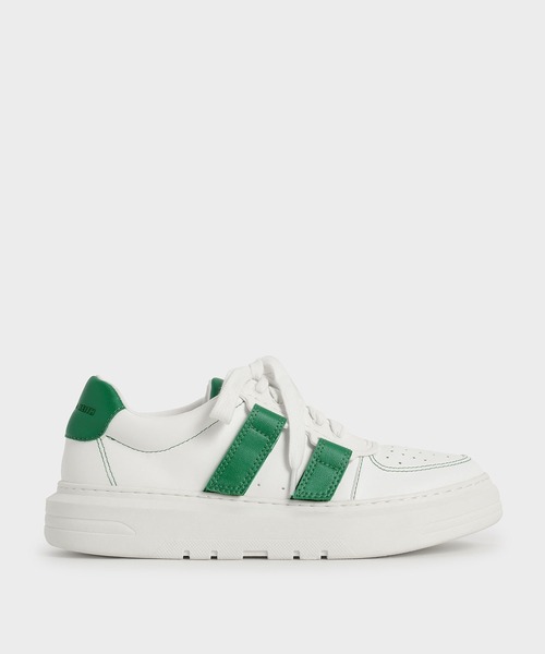 CHARLES & KEITH（チャールズ & キース）の「レースアップ ベルクロスニーカー / Lace-Up Velcro Sneakers（スニーカー・レディース・ホワイト/グリーン/アイボリー/ブラック・25.5cm/23cm/24.5cm/25cm/22.5cm/23.5cm）」の4枚目の写真