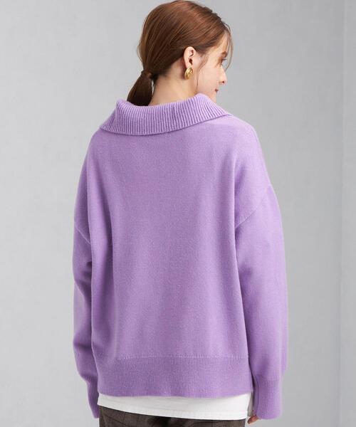 green label relaxing（グリーンレーベルリラクシング）の「LAUNDRY ランドリー W ハーフジップ プルオーバー ニット（ニット/セーター・レディース・オリーブ/ライラック/ライトグレー・FREE）」の6枚目の写真