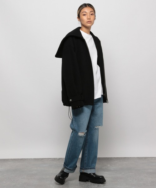 OFAKIND(オフアカインド)の「OFAKIND / フードZIPウールコート(ブルゾン・レディース・ブラック/ベージュ・1/0)」の16枚目の写真
