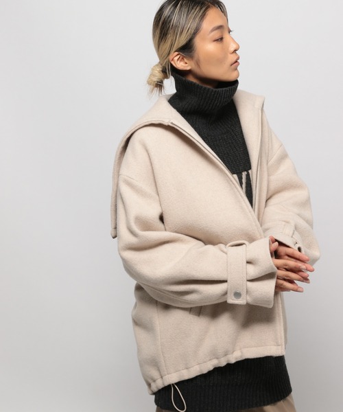 OFAKIND(オフアカインド)の「OFAKIND / フードZIPウールコート(ブルゾン・レディース・ブラック/ベージュ・1/0)」の20枚目の写真