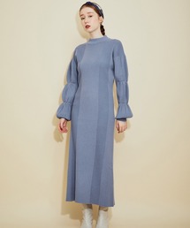 MADEMOISELLE ROPE' | パフスリーブウエストシェイプニットワンピース(ワンピース)