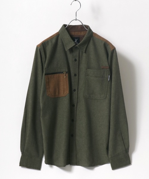 CAPTAIN STAG（キャプテンスタッグ）の「CAPTAIN STAG/キャプテンスタッグ ソフトネル ポケット切替ワークシャツ（シャツ/ブラウス・メンズ・ベージュ/カーキ/チャコール・LL/M/L）」の3枚目の写真