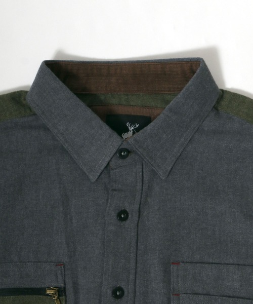 CAPTAIN STAG（キャプテンスタッグ）の「CAPTAIN STAG/キャプテンスタッグ ソフトネル ポケット切替ワークシャツ（シャツ/ブラウス・メンズ・ベージュ/カーキ/チャコール・LL/M/L）」の9枚目の写真