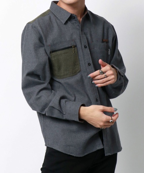 CAPTAIN STAG（キャプテンスタッグ）の「CAPTAIN STAG/キャプテンスタッグ ソフトネル ポケット切替ワークシャツ（シャツ/ブラウス・メンズ・ベージュ/カーキ/チャコール・LL/M/L）」の20枚目の写真