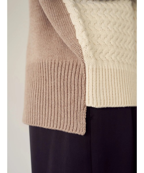 Editt by YECCA VECCA（エディットバイイェッカヴェッカ）の「カラーブロッキングMIX編みニット＊（ニット/セーター・レディース・アイボリー/ブラック・FREE）」の21枚目の写真
