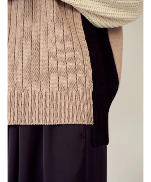 Editt by YECCA VECCA（エディットバイイェッカヴェッカ）の「カラーブロッキングMIX編みニット＊（ニット/セーター・レディース・アイボリー/ブラック・FREE）」の16枚目の写真