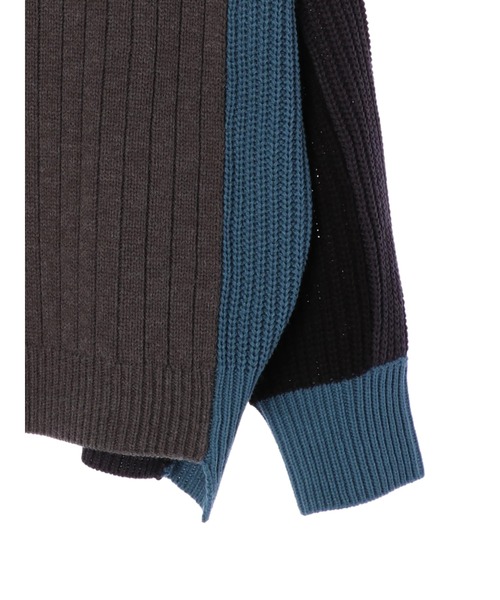 Editt by YECCA VECCA（エディットバイイェッカヴェッカ）の「カラーブロッキングMIX編みニット＊（ニット/セーター・レディース・アイボリー/ブラック・FREE）」の17枚目の写真