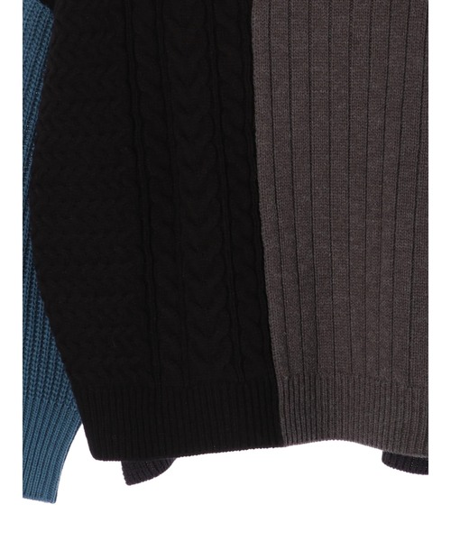 Editt by YECCA VECCA（エディットバイイェッカヴェッカ）の「カラーブロッキングMIX編みニット＊（ニット/セーター・レディース・アイボリー/ブラック・FREE）」の5枚目の写真