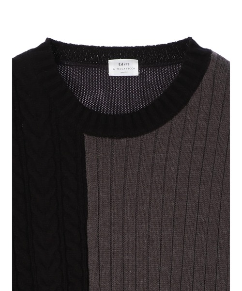 Editt by YECCA VECCA（エディットバイイェッカヴェッカ）の「カラーブロッキングMIX編みニット＊（ニット/セーター・レディース・アイボリー/ブラック・FREE）」の22枚目の写真