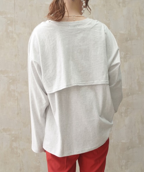 Lull（ルル）の「【Lull / ルル】レイヤードカレッジロゴロンT（Tシャツ/カットソー・レディース・杢グレー/ブラック/ホワイト・ONESIZE）」の9枚目の写真