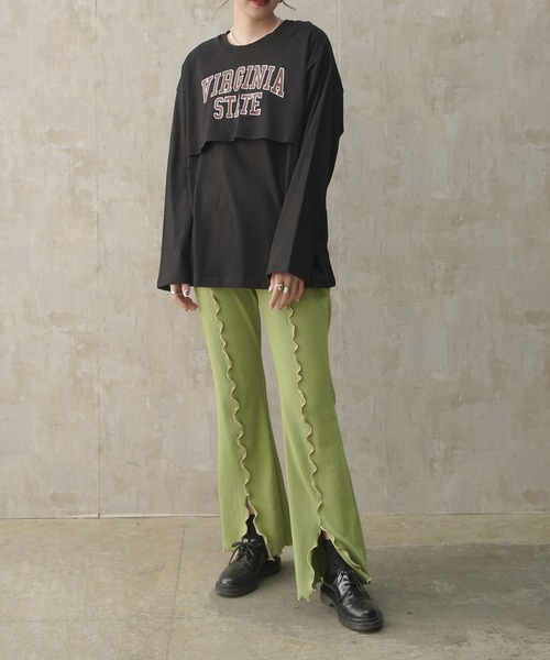 Lull（ルル）の「【Lull / ルル】レイヤードカレッジロゴロンT（Tシャツ/カットソー・レディース・杢グレー/ブラック/ホワイト・ONESIZE）」の10枚目の写真