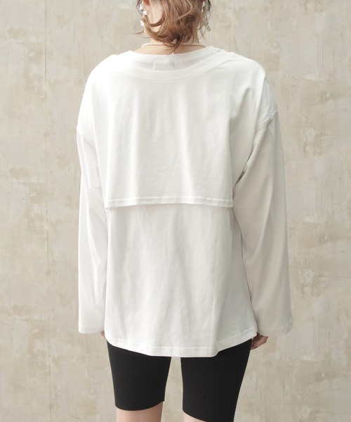 Lull（ルル）の「【Lull / ルル】レイヤードカレッジロゴロンT（Tシャツ/カットソー・レディース・杢グレー/ブラック/ホワイト・ONESIZE）」の16枚目の写真