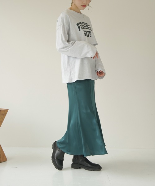 Lull（ルル）の「【Lull / ルル】レイヤードカレッジロゴロンT（Tシャツ/カットソー・レディース・杢グレー/ブラック/ホワイト・ONESIZE）」の22枚目の写真