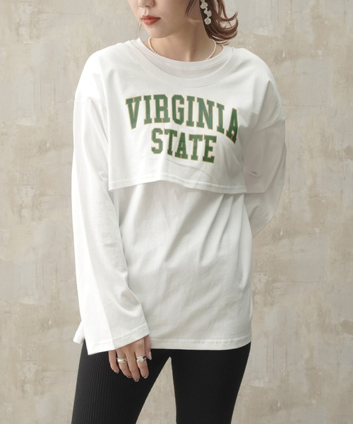 Lull（ルル）の「【Lull / ルル】レイヤードカレッジロゴロンT（Tシャツ/カットソー・レディース・杢グレー/ブラック/ホワイト・ONESIZE）」の17枚目の写真