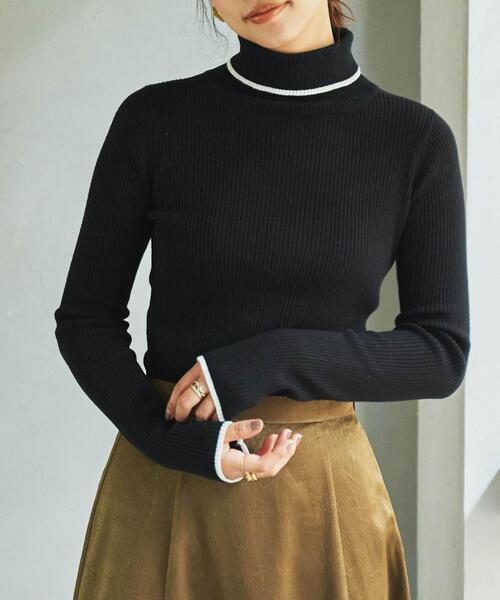 coen(コーエン)の「ハシカラーリブタートル(WEB限定カラー)(ニット/セーター・レディース・ダークグリーン/ダークグレー/ケリー/イエロー/ブラック/オフホワイト/ベージュ・M/L)」の3枚目の写真