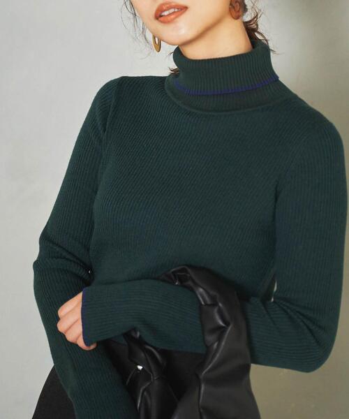 coen(コーエン)の「ハシカラーリブタートル(WEB限定カラー)(ニット/セーター・レディース・ダークグリーン/ダークグレー/ケリー/イエロー/ブラック/オフホワイト/ベージュ・M/L)」の6枚目の写真