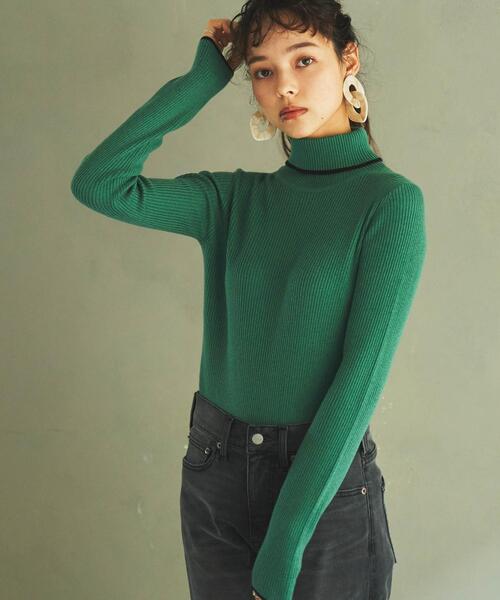 coen(コーエン)の「ハシカラーリブタートル(WEB限定カラー)(ニット/セーター・レディース・ダークグリーン/ダークグレー/ケリー/イエロー/ブラック/オフホワイト/ベージュ・M/L)」の16枚目の写真