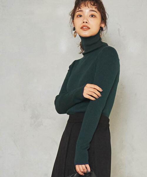 coen(コーエン)の「ハシカラーリブタートル(WEB限定カラー)(ニット/セーター・レディース・ダークグリーン/ダークグレー/ケリー/イエロー/ブラック/オフホワイト/ベージュ・M/L)」の12枚目の写真