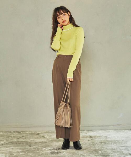 coen(コーエン)の「ハシカラーリブタートル(WEB限定カラー)(ニット/セーター・レディース・ダークグリーン/ダークグレー/ケリー/イエロー/ブラック/オフホワイト/ベージュ・M/L)」の9枚目の写真