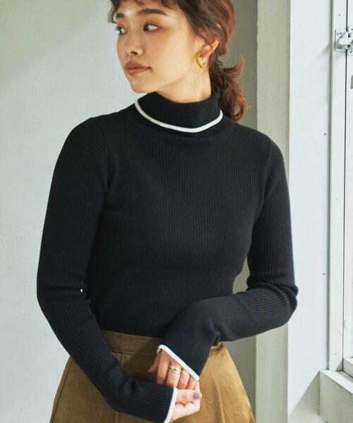 coen(コーエン)の「ハシカラーリブタートル(WEB限定カラー)(ニット/セーター・レディース・ダークグリーン/ダークグレー/ケリー/イエロー/ブラック/オフホワイト/ベージュ・M/L)」の13枚目の写真